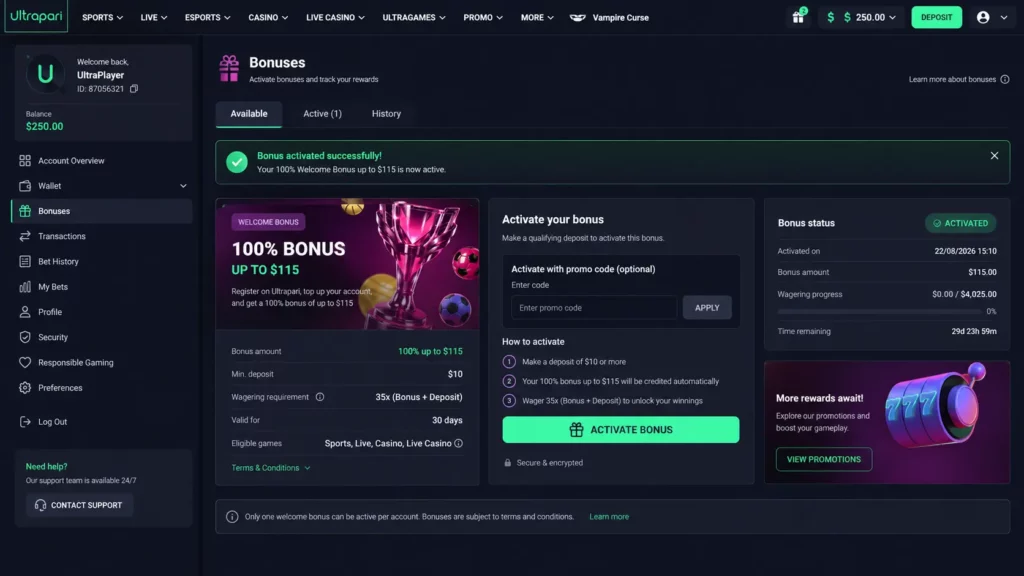 Activate Your Bonus