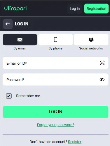 Log In Using the Ultrapari App