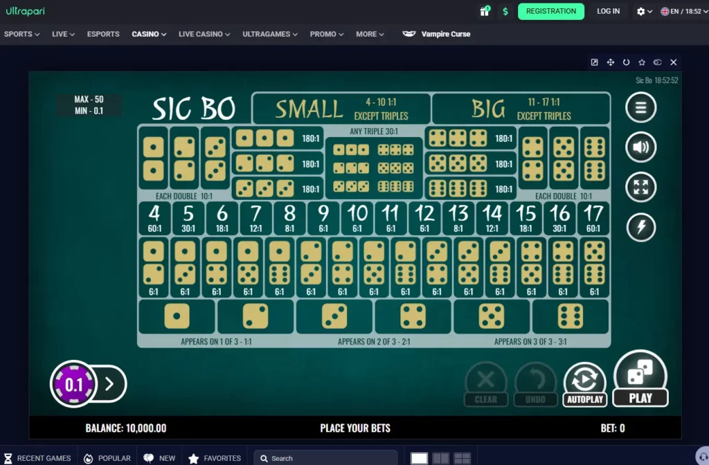 Sic Bo Table Game